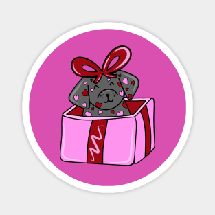 Valentine’s Day Heart Black Lab Puppy in a Pink Box with Bow, made by EndlessEmporium Magnet